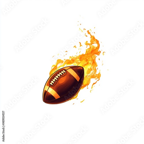flaming football soaring in air 