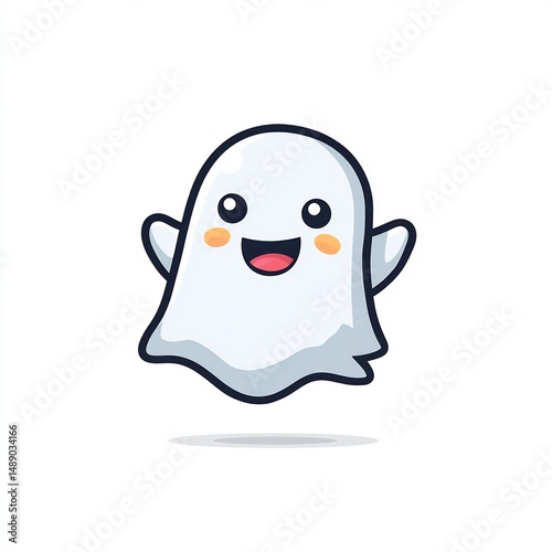 cute happy ghost cartoon icon