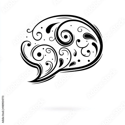 Feminine Speech Bubble with Elegant Curls