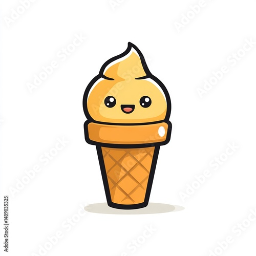 Smiling Cartoon Ice Cream Cone