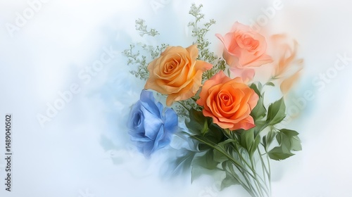 Stunning bouquet of blue and orange roses vibrant floral arrangement for celebrations