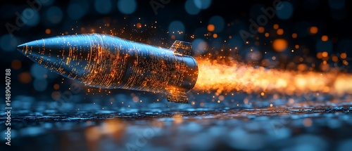 Fiery Missile in Flight
