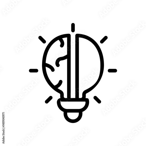 Light Bulb Icon Design in Minimalistic Outline Style