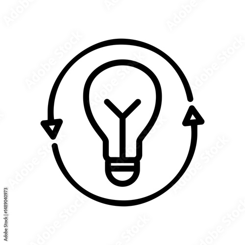 Light Bulb Icon Design in Minimalistic Outline Style