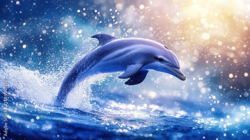 Fototapeta premium Majestic Dolphin Leap in Winter Seas