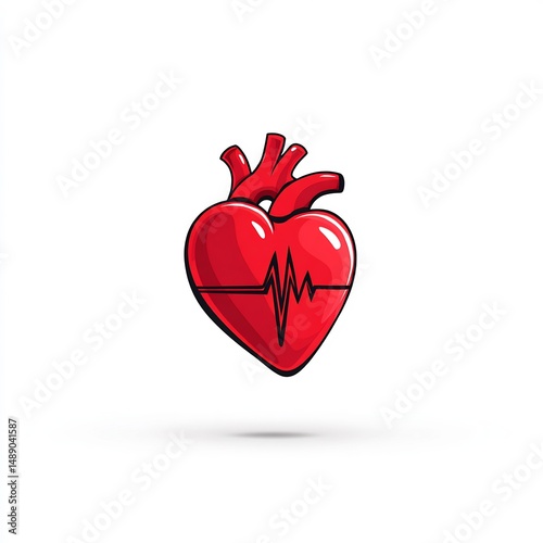 heart with heartbeat line icon photo
