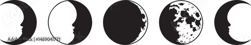 Moon phases cycle silhouette illustration graphic