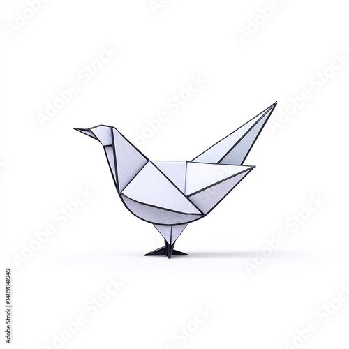 folded paper origami bird icon