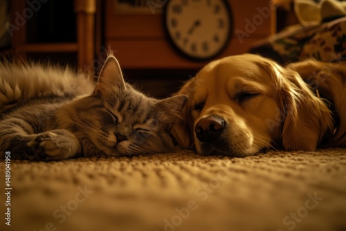 Wallpaper Mural Sleepy companions resting on a rug Torontodigital.ca