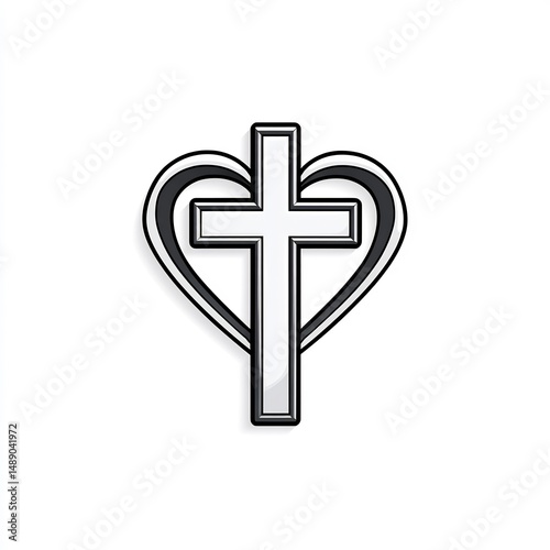 heart with cross christian icon