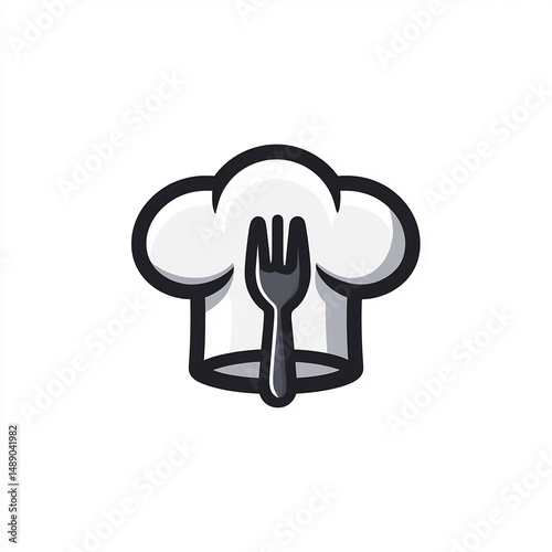 chef hat with spoon and fork icon 