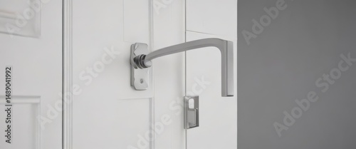 Modern white door, sleek handle, crisp detail,  interior design,  hardware,  clean