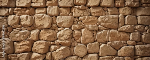 Warm beige rock wall, textured surface, earthy tones,  nature,  cream