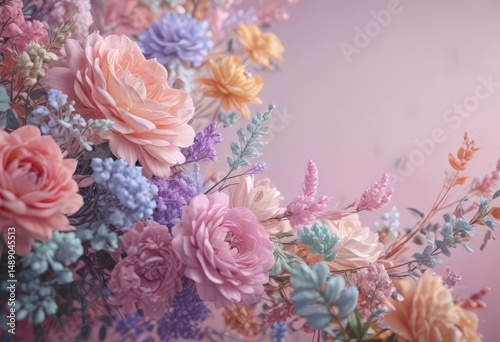 Vibrant swirling pastel colors, floral textures ,  happy,  contemporary,  backdrop