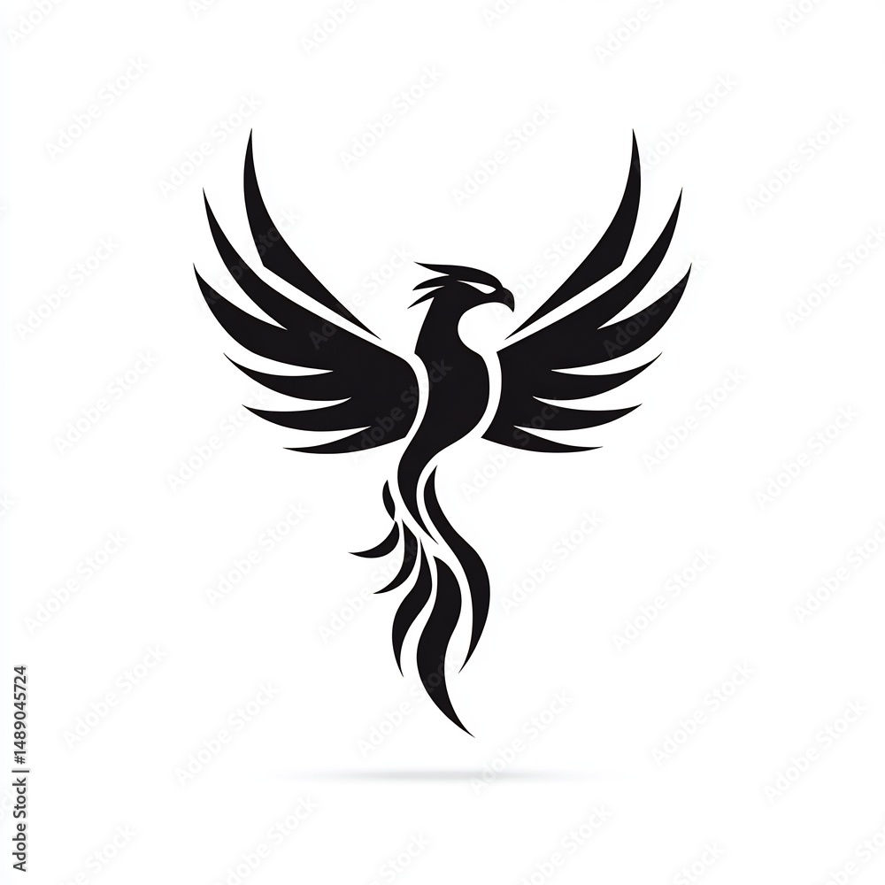 Obraz premium phoenix rising silhouette icon