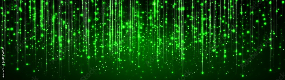 Green falling particles on dark background Green falling particles on dark background