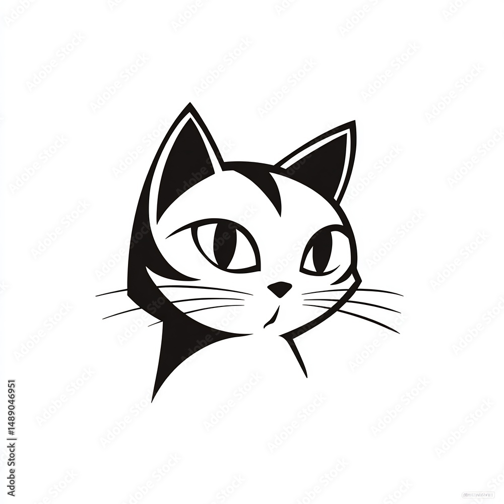 Obraz premium Sleek Cat Face with Sharp Eyes