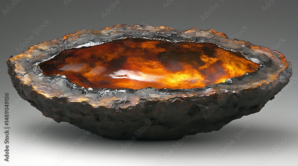Obraz premium Unique, sculpted, amber-toned bowl