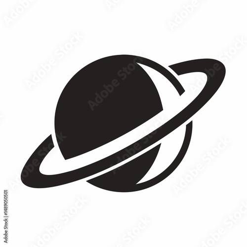 Saturn and ring icon on white background.
