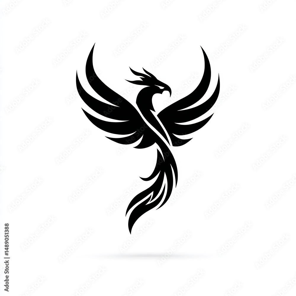 Obraz premium phoenix rising silhouette icon