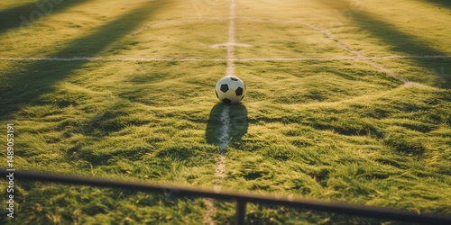 Football Ball On Green Grass Field