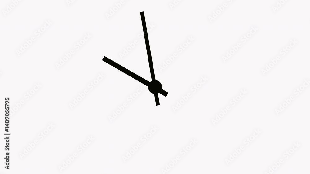 Animated Reverse Time Flow with Spinning Analog Clock. Png file with alpha channel for easy background