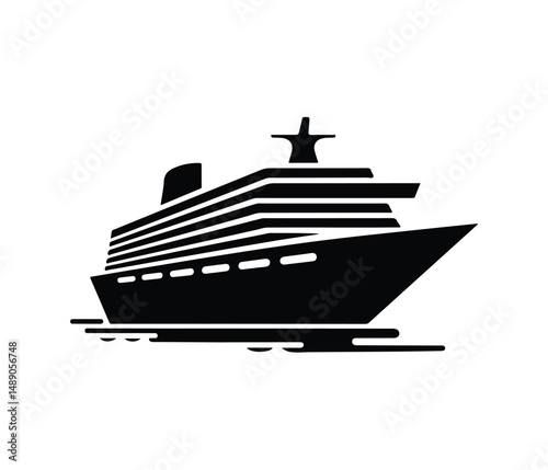Ship Logo, Ship Icon, Transport Logo, Sea Logo, Cruise Ship Silhouette Vector Modern Ocean Travel and Maritime Icon Design.