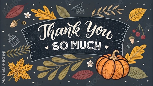 thank you so much poster with hand drawn letter