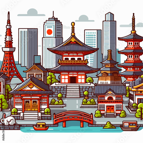 japanese city vector illustration