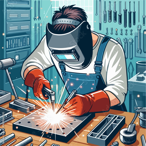welder vector illustration