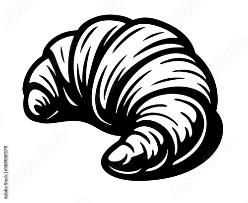 A croissant is shown in black and white