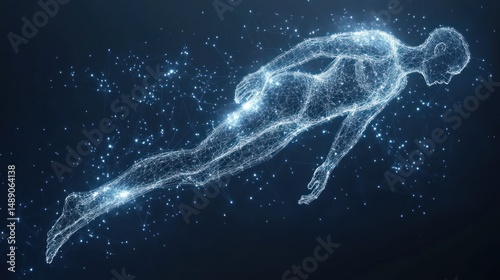 Digital Humanoid Falling Through Cyberspace