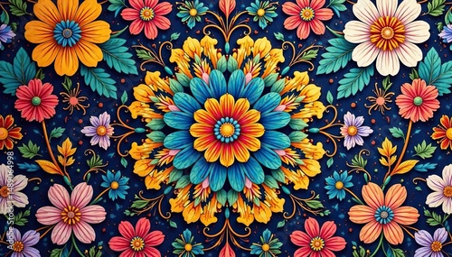 Wallpaper Mural Intricate floral textile design, repeating motif , vintage, surface Torontodigital.ca