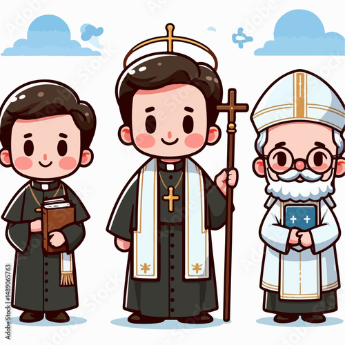 vector illustration of catholic priest or pastor