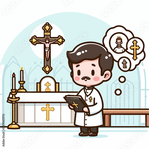 vector illustration of catholic priest or pastor