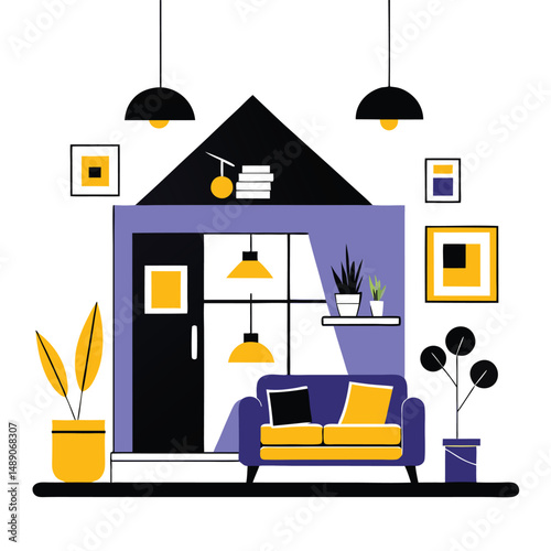 Concept Illustration of a Cozy and Efficient Small Apartment Design for Modern Living