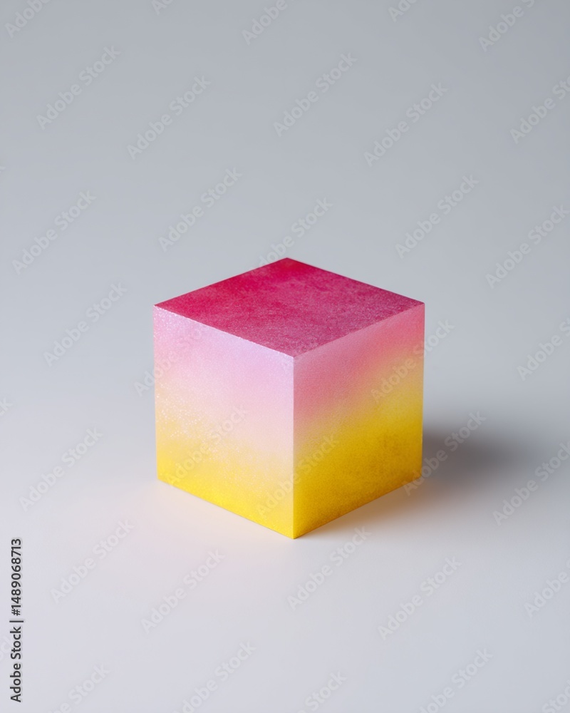 Fototapeta premium Gradient-Colored Cube on Light Gray Background