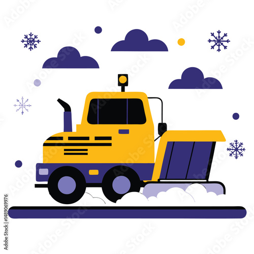 Conceptual Illustration of a Futuristic Snowplow in Action