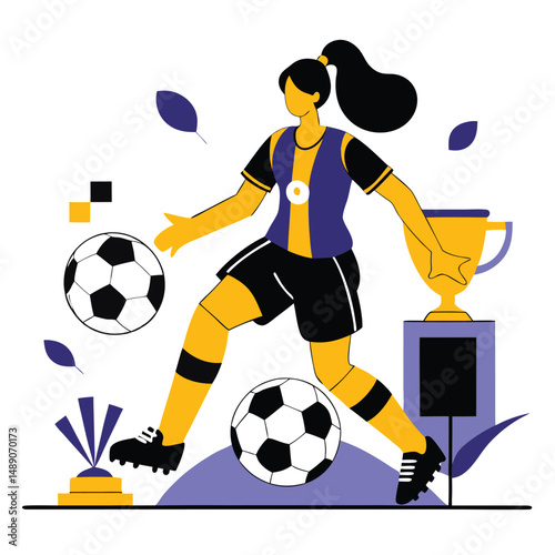 Dynamic Soccer Concept Illustration with 11 Players in Action