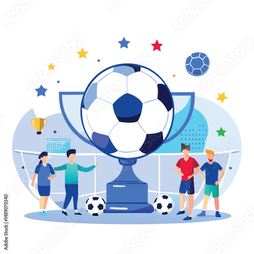 Concept Illustration of a Soccer Match with Players in Dynamic Positions