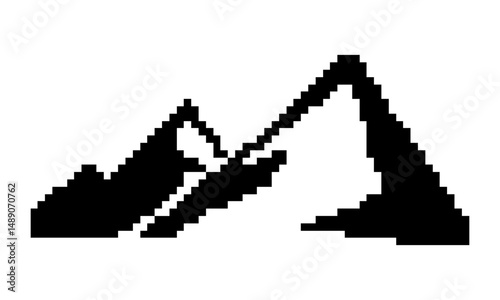 illustration mountain hill pixel art vector