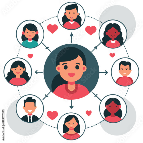 Concept Illustration of Human Interconnection and Social Bonding