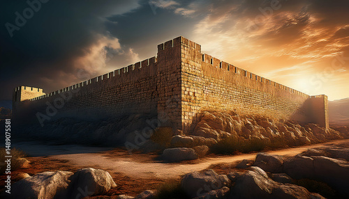 Ancient Stone Fortress Sunset Dramatic - Golden Hour Lighting: The .
