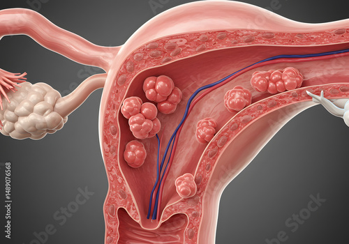 Uterine fibroids medical illustration