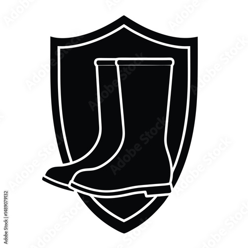 butcher element isolated rubber boots on white background