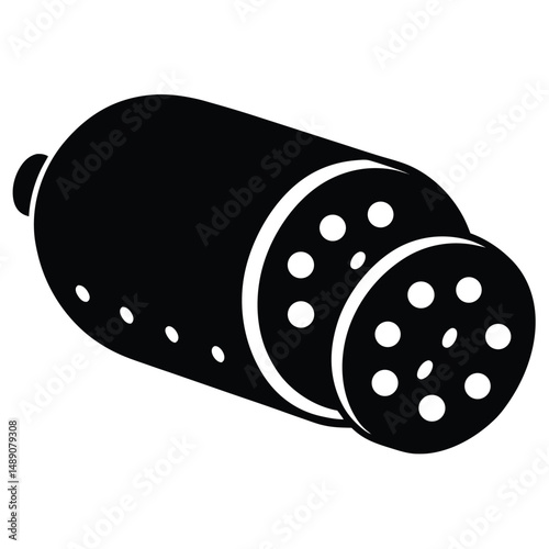 butcher element isolated salami slices on white background