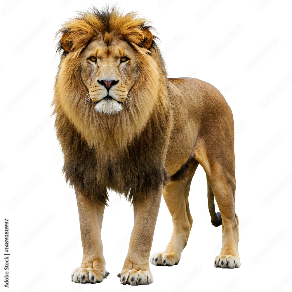 Obraz premium Lion Walking Proud Animal Wild Cat Predator Powerful King Savannah