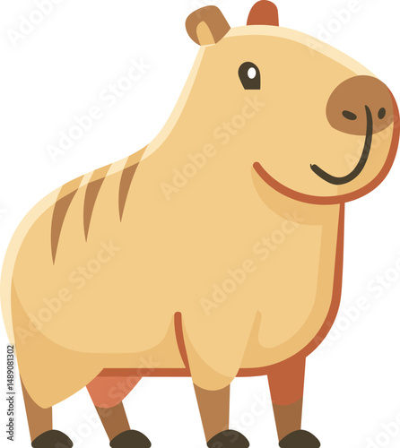Cute capybara cartoon isolated on transparent background. Vector illustration.