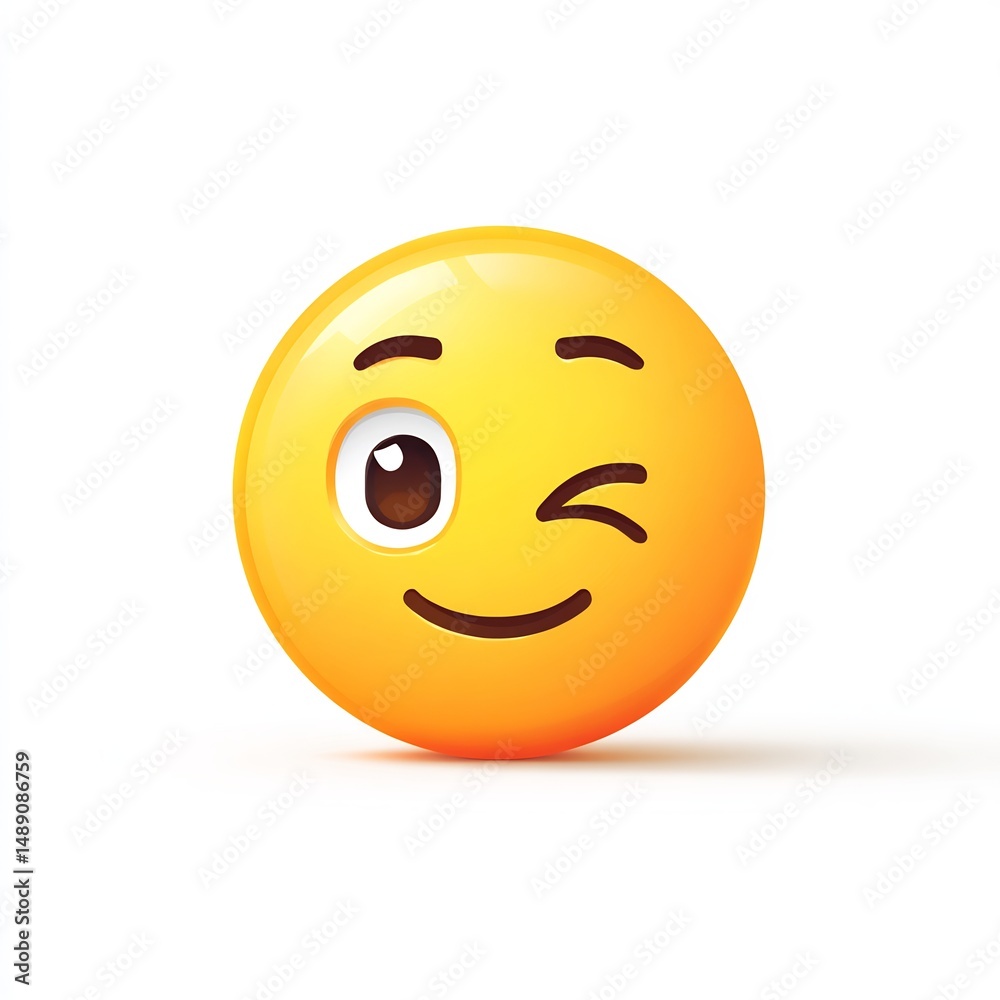 Fototapeta premium Smirking Mischievous Face Emoji