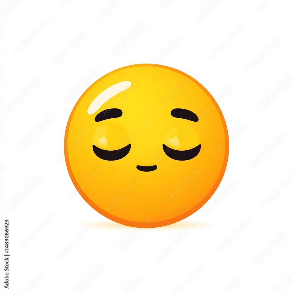 Fototapeta premium Drooling emoji face with sleepy eyes on white background
